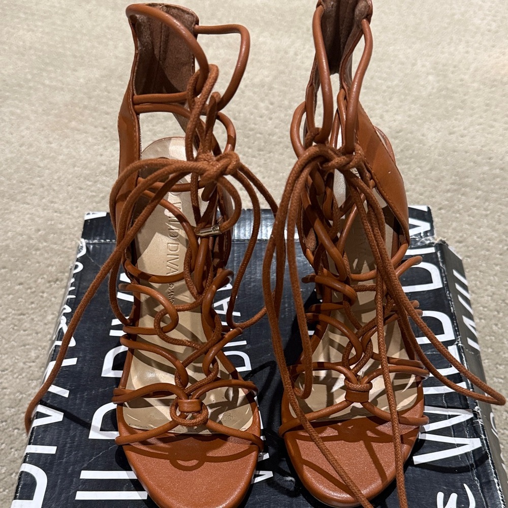 Diva Tan Lace-Up Heels